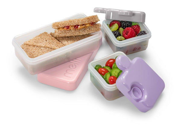 Melii 3 Compartment Puzzle Food Storage Container - Pink Combo