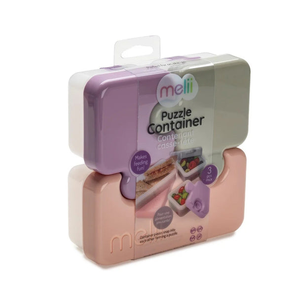 Melii 3 Compartment Puzzle Food Storage Container - Pink Combo