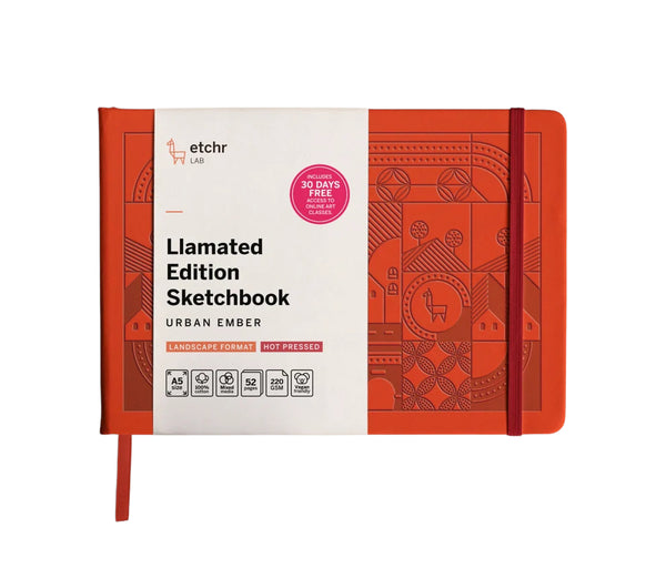 Etchr 100% Cotton Mixed Media Sketchbook, A5 Landscape, Hot Pressed (Urban Ember Limited Edition)