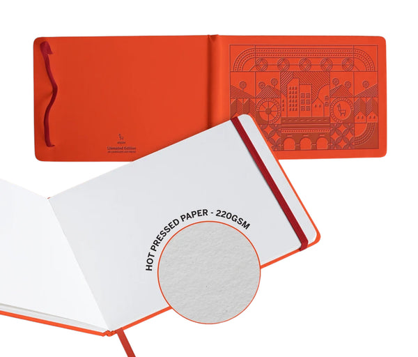 Etchr 100% Cotton Mixed Media Sketchbook, A5 Landscape, Hot Pressed (Urban Ember Limited Edition)