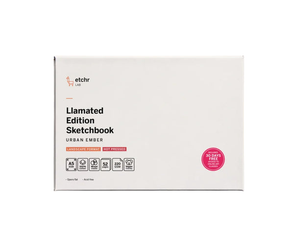 Etchr 100% Cotton Mixed Media Sketchbook, A5 Landscape, Hot Pressed (Urban Ember Limited Edition)