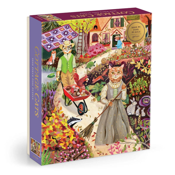 Galison 1000pc Foil Puzzle - Cottage Cats