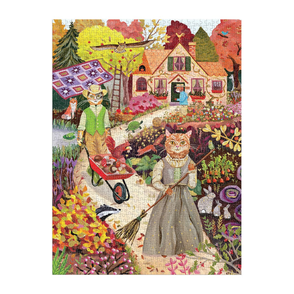 Galison 1000pc Foil Puzzle - Cottage Cats