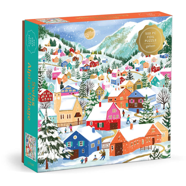 Galison 500pc Foil Puzzle - Swiss Alpine Village