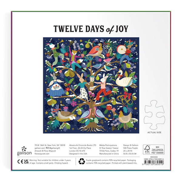 Galison 500pc Foil Puzzle - 12 Days of Joy