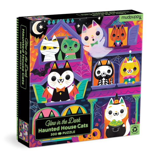 Mudpuppy 300pc Glow in the Dark Puzzle - Haunted House Cats