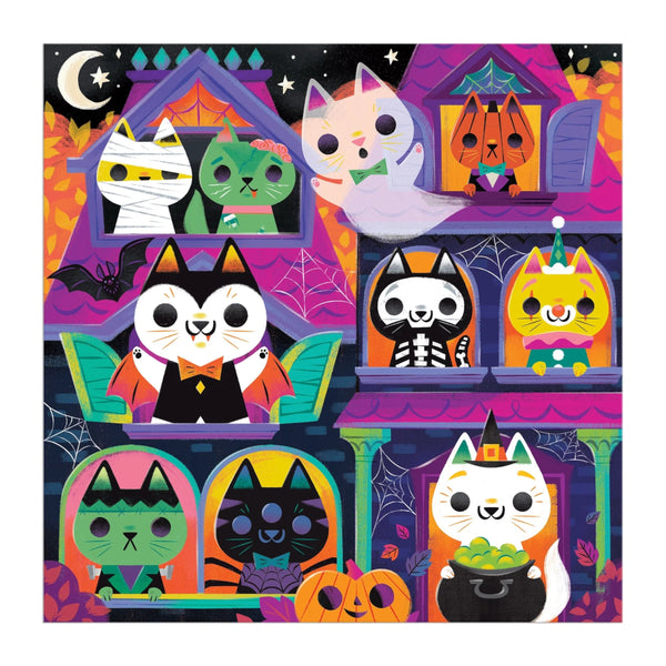 Mudpuppy 300pc Glow in the Dark Puzzle - Haunted House Cats