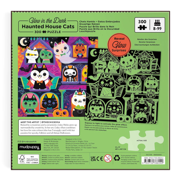 Mudpuppy 300pc Glow in the Dark Puzzle - Haunted House Cats