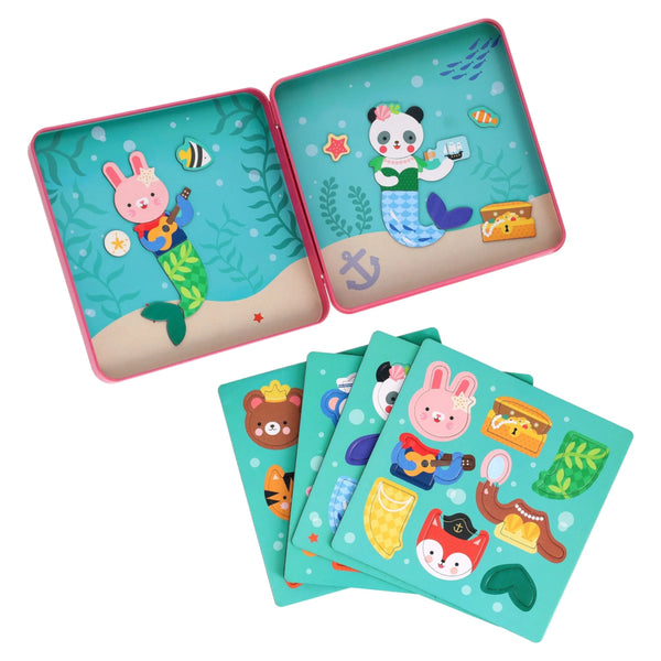 Petit Collage Mix and Match Mermaids Magnetic Play Set Tin