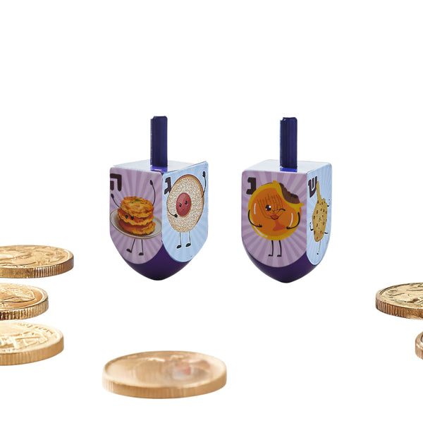 Rite Lite 4pk Hand Painted Wood Dreidels - Whimsical Foods