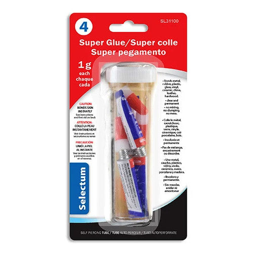 Selectum Super Glue 1g Mini Tubes 4pk