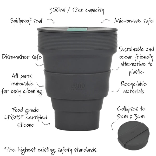 Lund Collapsible Coffee Cup - Grey