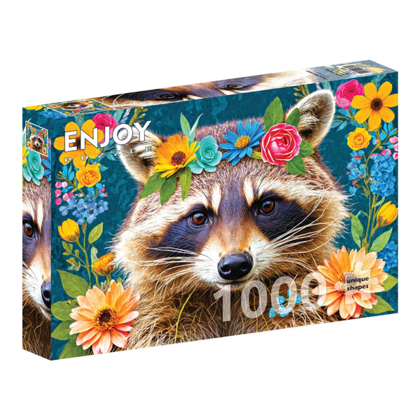 Enjoy Puzzle 1000pc Puzzle - Floral Raccoon