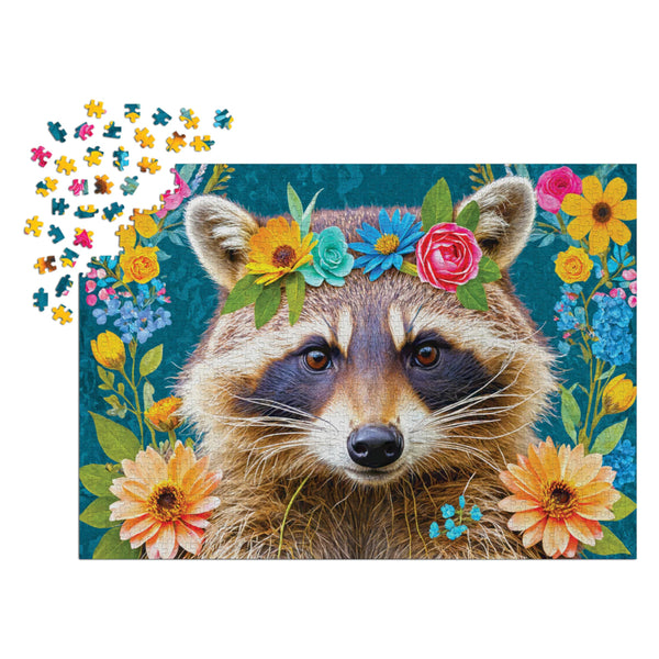 Enjoy Puzzle 1000pc Puzzle - Floral Raccoon
