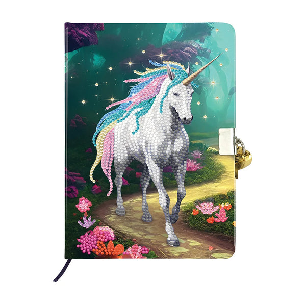 Crystal Art Locked Diary Kit - Unicorn Stroll