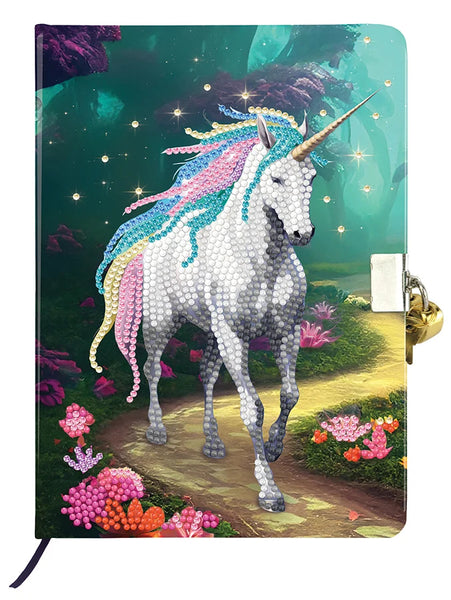 Crystal Art Locked Diary Kit - Unicorn Stroll