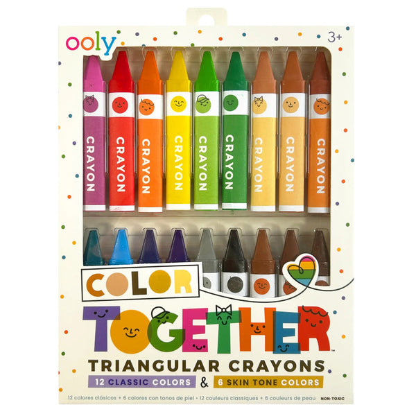 Ooly Color Together Triangular Crayons, Easy Grip - Set of 18