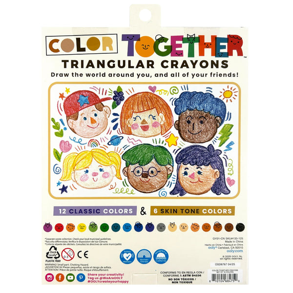 Ooly Color Together Triangular Crayons, Easy Grip - Set of 18