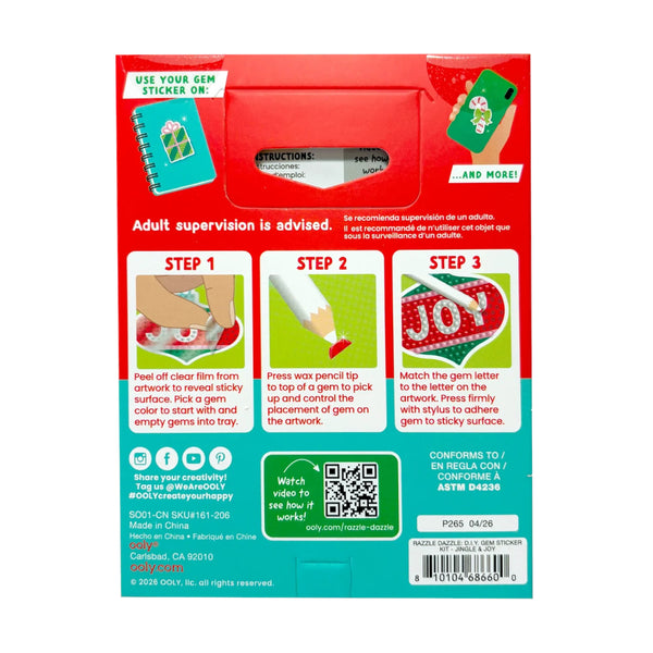 Ooly Razzle Dazzle Mini DIY Gem Sticker Kit - Jingle & Joy