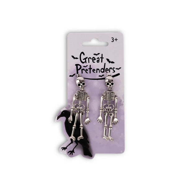 Great Pretenders Spooky Scary Skeleton Clip On Earrings
