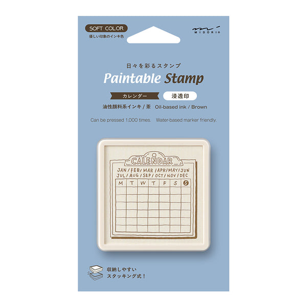 Midori Pre-Inked Paintable Stamp - Calendar Brown