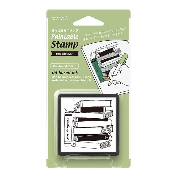 Midori Pre-Inked Paintable Stamp - Reading List