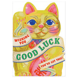 Art File Good Luck Greeting Card - Wishing You Good Luck, Waving Cat