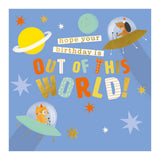 Art File Birthday Greeting Card - Out Of This World! Space Pets