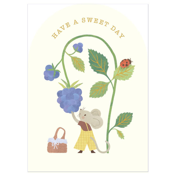 Art File Birthday Greeting Card - Have A Sweet Day, Mouse & Berries