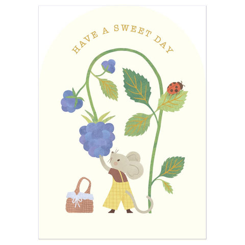 Art File Birthday Greeting Card - Have A Sweet Day, Mouse & Berries
