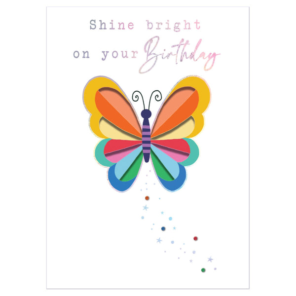 Second Nature Birthday Greeting Card - Shine Bright, Butterfly