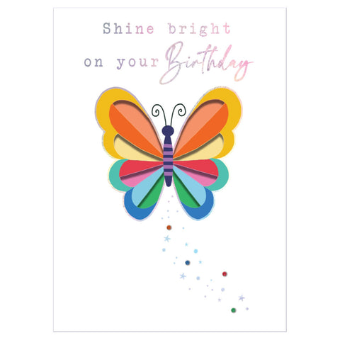 Second Nature Birthday Greeting Card - Shine Bright, Butterfly