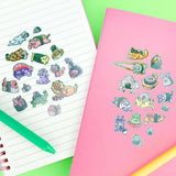 Turtle's Soup Glitter Vinyl Sticker Sheet - Sushi Animals