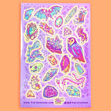 Turtle's Soup Glitter Vinyl Sticker Sheet - Crystal Cave Critters