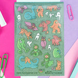 Turtle's Soup Glitter Vinyl Sticker Sheet - Cryptid Mythical Creatures & Monsters