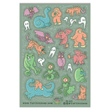 Turtle's Soup Glitter Vinyl Sticker Sheet - Cryptid Mythical Creatures & Monsters