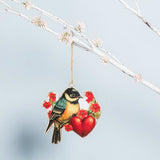Abbott Hanging Metal Ornament - Bird with Hearts