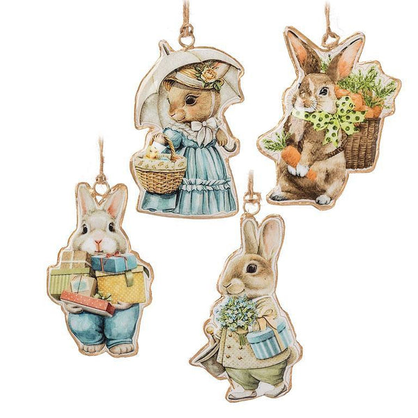 Abbott Hanging Metal Ornament - Sweet Rabbit, 4 assorted styles