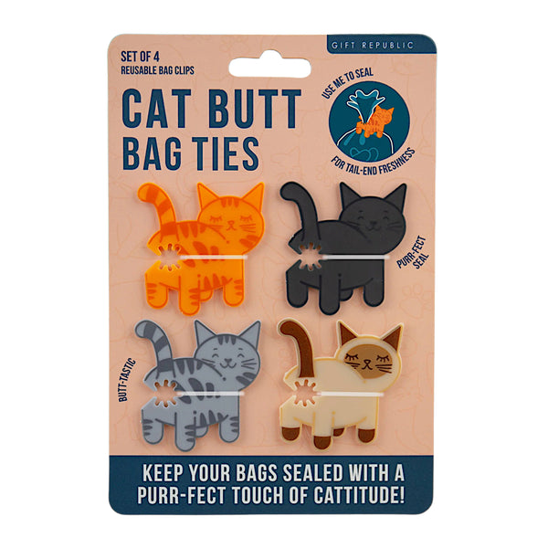 Gift Republic Cat Butt Bag Ties (4pk)
