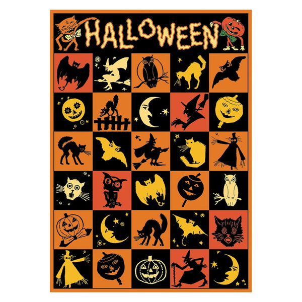 Cavallini Vintage Art Poster - Vintage Halloween Checkerboard