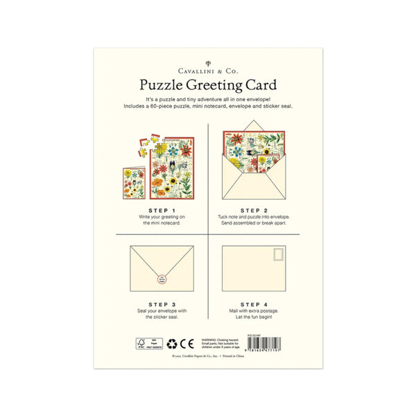 Cavallini 60pc Puzzle Greeting Card - Wildflowers