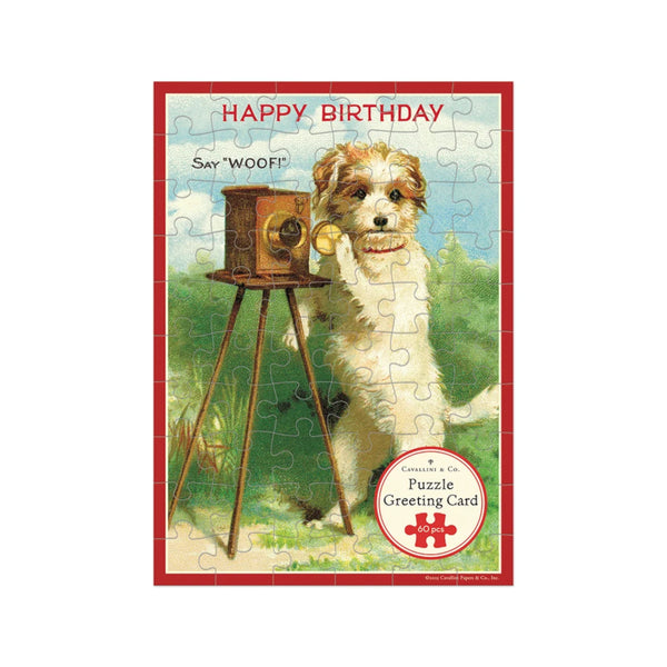 Cavallini 60pc Puzzle Greeting Card - Happy Birthday Dog