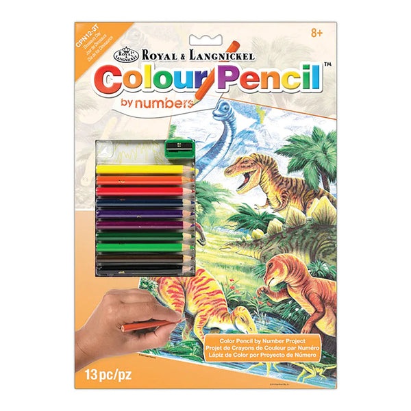 Royal & Langnickel Colour Pencil By Numbers Kit - Dinosaur Day