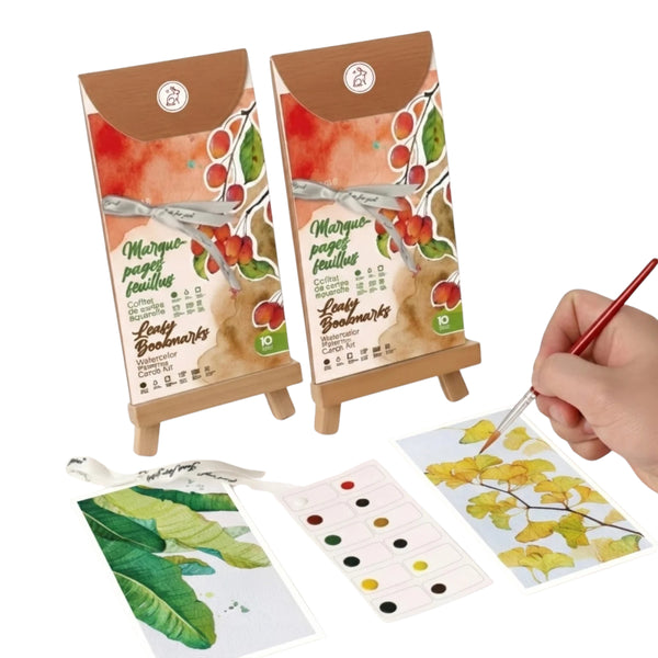 Nobel Watercolor Painting Cards Kit - Leafy Bookmarks