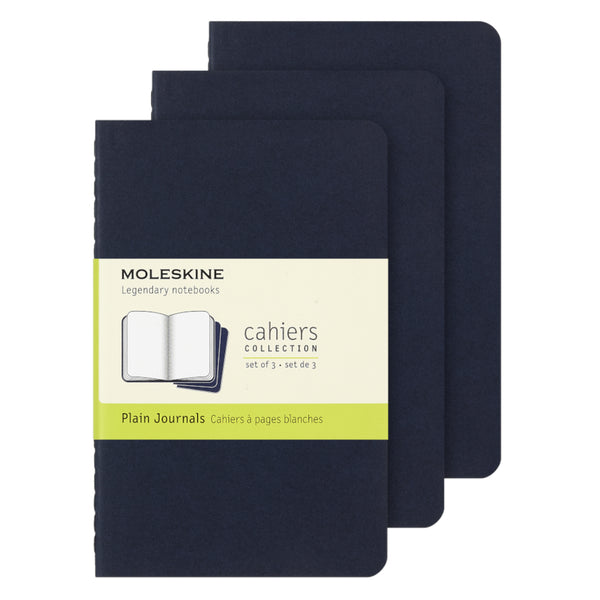 Moleskine Cahier Plain Journals 3pk, Pocket - Indigo Blue
