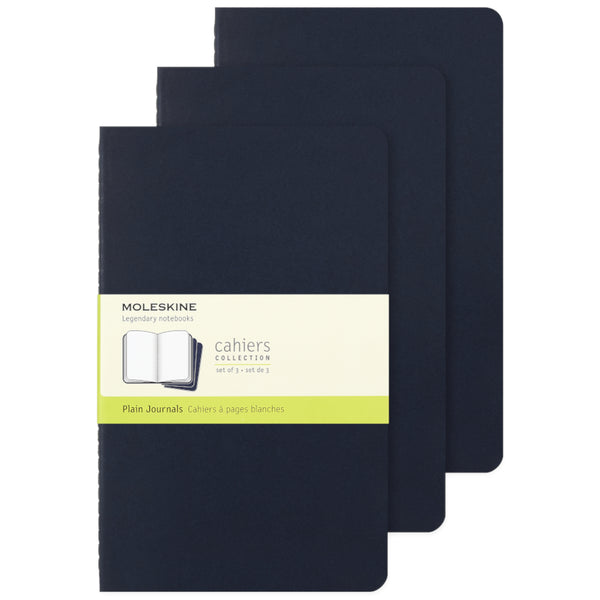 Moleskine Cahier Plain Journals 3pk, Large - Indigo Blue