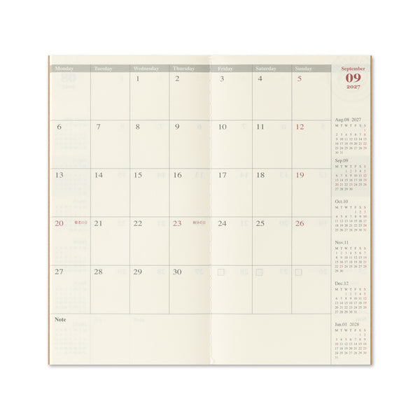 TRAVELER'S Notebook Full Size Refill, Monthly, 2027