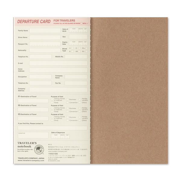 TRAVELER'S Notebook Passport Size Refill, Weekly, 2027