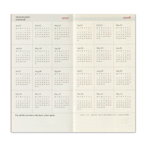 TRAVELER'S Notebook Full Size Refill, Weekly Vertical, 2027