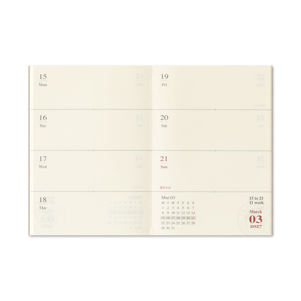 TRAVELER'S Notebook Passport Size Refill, Weekly, 2027